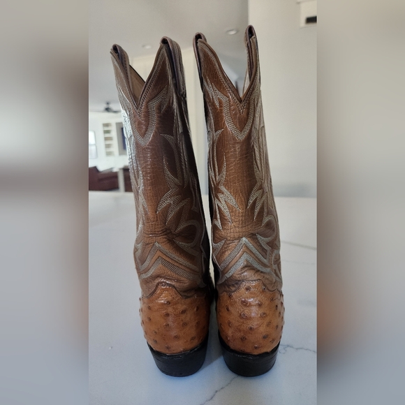 Tony Lama El Rey Collection Vintage Full Quill Ostrich Boots Brown/Tan Size 8.5D - Picture 11 of 16